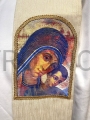 estola sacerdotal, blanca, para sacerdote, para servicios, para misa, celebración de los sacramentos, con icono de María, Madre, neo, bordada con un símbolo mariano, bordada con hilos de oro, regalo para sacerdote.jpg