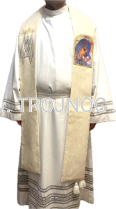 Stuła biała - z ikoną Madonna Drogi oraz Ave Maria