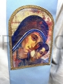 clerical stole, blue, Marian, for a priest, for services, Marian masses, celebration of the cult of Our Lady, sewn-in icon, embroidered Ave Maria symbol, cross on the back, length-adjusting string.jpg