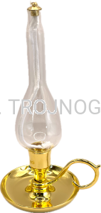 Ampułka na pozłacanej nóżce, świecznik holenderski, na stół, ołtarz 22 cm, lampka