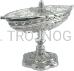 Łódeczka ozdobna do dużego trybularza, 18x12 cm, posrebrzana