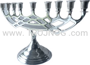 Menora posrebrzana, 9 ramienna, na ampułki, świeczki, na ołtarz