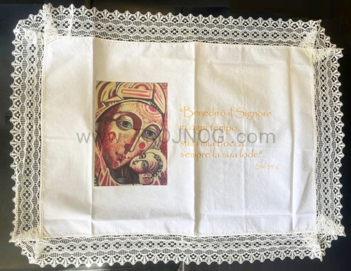 obrus personalizowany, z ikona, z cytatem, do wyboru, do modlitwy, na stół, na laudesy, laudate, indywidualne zamowienie.jpg