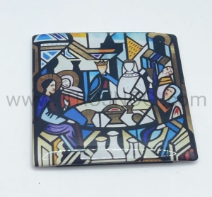 Magnes żywiczny, 5cm z ikoną zaślubiny, Kana Galilejska, gody, witraż, Kiko, naklejka