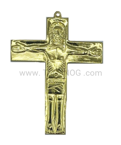 krzyż traditio, na ryt, pozłacany, pozłota, złocony, mosiądz, mosiężny, duży, solidny, krzyżyk, misja, na misje, misyjny.jpg