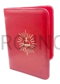 teczka na kazanie, okładka na ryty, etui na homilie, format b5, złocone tłoczenie, Serce Jezusa, z zapięciem ułatwiającym wymianę kartek, kolor czerwony, elegancki, estetyczne, eko-skóra.jpg