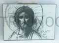 icona in legno, Volto di Cristo, Volto di Gesù, con corona di gloria, bianco e nero, neo, Kiko 93.jpg