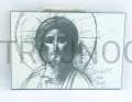 wooden icon, Face of Christ, Face of Jesus, with a crown of glory, black and white, neo, Kiko 93.jpg