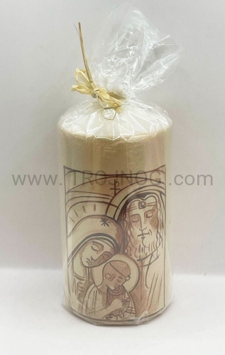 świeca 15 cm, na laudesy, do modlitwy, z recznie pisana ikona, rekodzielo, ikonopisanie, Święta rodzina z Nazaretu, nowa ewangelizacji, nowa estetyka.jpg