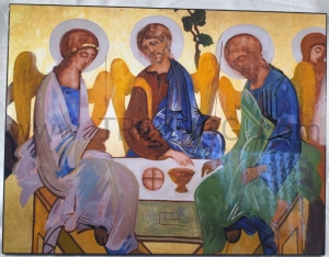 Ikona Trójca 40x30 Kiko Nowa stylistyka, nie Rublowa