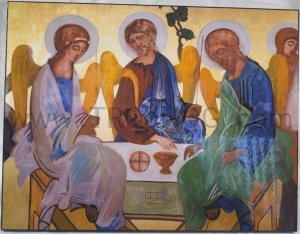 Ikona Trójca 30x20 Kiko, nowa estetyka, nie Rublowa