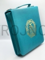 songbook packaging, case, with gold embossing, neocatechumenate songbook, large, with shoulder strap, strap, gold embossing to choose from, turquoise color.jpg