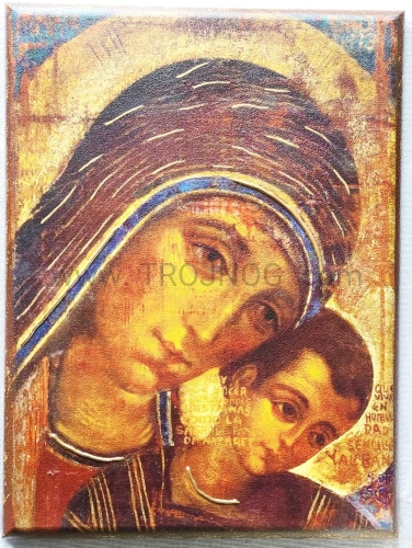 Maryja, Madonna Kiko, Matka, Drogi Neokatechumenalnej, ikona na płótnie, ręcznie pozłacana, rzemiosło, ozdobna ikona, na prezent, estetyczne, złocenia, duża, 40 x 30 cm, zapakowana w pudełko.jpg