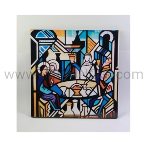 Ikona Kana Galilejska 50x50 Gody, Zaślubiny, Wesele Kiko Witraż, na ścianę