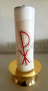 2 sztuczne świece z wkładem na oliwe, na boki ołtarza - 15 x 8 cm, z pozłacaną podstawką