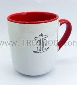 Kubek do kawy, czerwony, z ikoną, ceramiczny, kawowy, ceramiczny