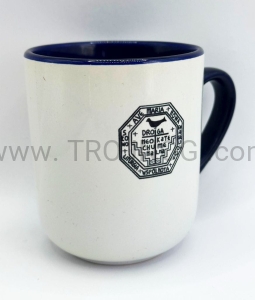 Kubek do kawy, granatowy, z logo oraz ikoną, ceramiczny, kawowy, ceramiczny