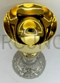 calice decorativo, barocco, dorato, elementi argentati, base sbalzata, 22 cm, per la Santa Messa, liturgico, per l'Eucaristia, come dono, celebrazioni festive e solenni.jpg