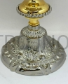 calice décoratif, baroque, doré, éléments argentés, base en relief, 22 cm, pour la Sainte Messe, liturgique, pour l'Eucharistie, en cadeau, célébrations festives et solennelles.jpg