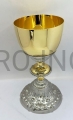 Deko-Kelch, barock, vergoldet, versilberte Elemente, geprägter Fuß, 22 cm, für die Heilige Messe, liturgisch, zur Eucharistie, als Geschenk, festliche, feierliche Anlässe.jpg