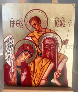 Pozłacana ikona Święta Rodzina z Rio70 x 50 cm, na desce, wysoka jakość