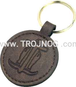 Brelok do kluczy, z tłoczonym symbolem, brązowa skóra, zawieszka