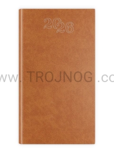 Terminarz brązowy, tygodniowy, 15cm, twarda okładka, patron dnia, czytania, cytaty, kalendarz