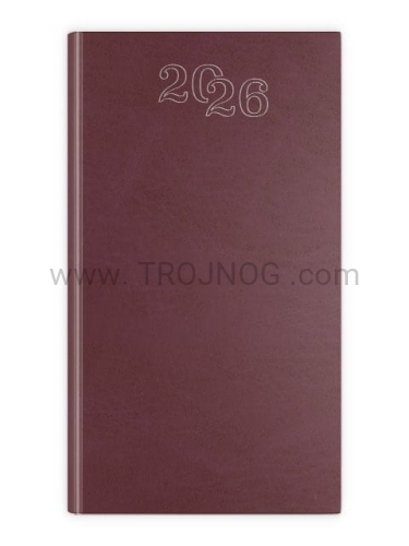 terminarz tygodniowy, kolor bordowy, elegancki, wygodny format, do torebki.jpg
