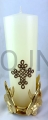 wax candle, natural wax, beeswax, bleached wax, 8 cm thick, ensures long burning time, even burning, for the altar, for solemn celebrations, various lengths and thicknesses, openwork cross pattern.jpg