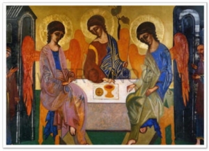 Ikona Abraham Sara i trzej Aniołowie 70x50 na ścianę