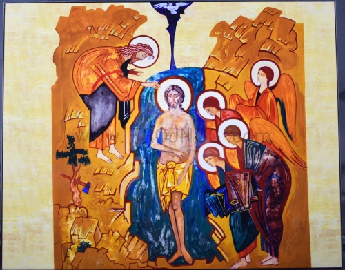 Ikona Chrzest Jezusa Chrystusa w Jordanie z Korona Misteryjna 40 x 30 cm Kiko Arguello Neokatechumenat.JPG