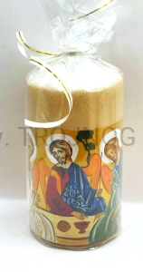 Świeca laudesowa, z ikoną Trójca Święta 15cm, rękodzieło