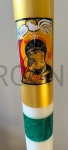 Paschał ręcznie malowany, 8 x 120 cm, Madonna 3 Millenium, gołębica pokoju i palma zwycięstwa, świeca paschalna