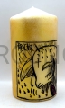 candle with a handwritten icon, handmade, Paschal Lamb, sacrificial lamb, burnt offering, Passover, on a gilded background, with the inscription Pascha, 15cm candle, for prayer, for the altar