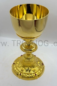 Kielich ozdobny 22cm pozłacany, liturgiczny, z rubinami