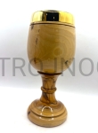 Kielich z drewna oliwnego, 21 cm, wewnątrz pozłacany