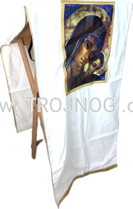 Welon biały, z wszytą ikona Madonna Drogi, na ambonę