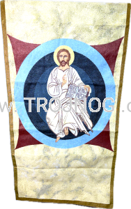 Welon Pantokrator na ambonę, pulpit. Haftowany, złote tło, nakrycie.