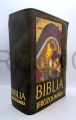 Okładka ze skory, zapinana na zatrzask, brązowa skora, ikona Madonny, z pozłacanymi napisami, na nowa edycje, Biblia jerozolimska, etui, okładka ochronna, na mniejsze wydanie Biblii, futerał, pokrowiec.jpg