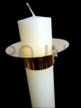 Paschal candle drip, Paschal candle cover, with mounting screw, gold-plated, brass, gold-plated, diameter 8 cm, protected against spillage, dripping, wax