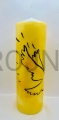 altar candle, table candle, prayer candle, handwritten, symbol of the Holy Spirit, dove of peace, sign of peace, with olive branch, 25cm, high, 8cm, wide, handmade, on a gilded background, other icons and symbols possible