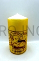 vela, manuscrita, icono, artesanía, Cordero Pascual, cordero sacrificial, holocausto, cordero sobre un libro sellado, sobre un fondo dorado, vela de 15 cm, para la oración, para el altar