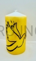 Kerze für den Altar, für den Tisch, Gebete, handgeschrieben, Heiliger Geist, Friedenstaube, Zeichen, Friedenssymbol, Olivenzweig, Palme, Osterglocke, handgefertigt, vergoldeter Hintergrund, weitere Ikonen und Symbole auf Anfrage