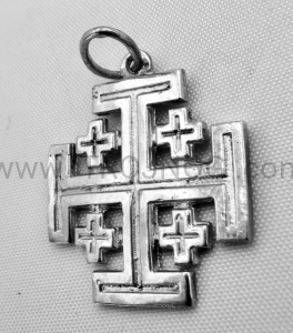 Medalik Krzyż Jerozolimski ze srebra na szyję, krzyżyk 1,9cm