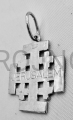 Croce di Gerusalemme, realizzata in argento, argento vero, altissima qualità, grande, 1,9 cm, iscrizione sul retro, JERUSALEM, 2 cm con anello, punzonata con marchio dell'argento, croce di Gerusalemme, per il collo, per catena, cinturino,  al collo