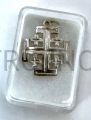 Cruz de Jerusalén, hecha de plata, plata auténtica, de la más alta calidad, grande, 1,9 cm, inscripción en la parte posterior, JERUSALÉN, estampada con un sello de plata, Cruz de Jerusalén, para el cuello, para una cadena, correa, del cuello, del cuello