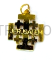 Cruz de Jerusalén para el cuello, de plata, dorada, oro amarillo, 2 cm, tamaño mediano, foto con cadena dorada, cruz, medallón, para comunión, para confirmación, como regalo, bonito, elegante