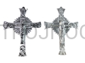 Cruz de pared, de latón, plateada, con símbolos de los evangelistas, cruz gloriosa, con rayos de gloria, rayos que salen de la cruz, tetramorfismo, contorneada, latón plateado, plata espejo, de la más alta calidad.