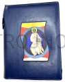 okładka niebieska z wszyta ikona, Chrystus Pantokrator, zbawiciel, na duża biblie jerozolismka, z zamkiem, etui, futerał, opakowanie ochronne, z przebarwieniem, taniej, promocja, okazja, od producenta
