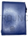 Blauer Einband mit eingenähter Ikone von Christus Pantokrator, dem Erlöser, für eine große Jerusalem-Bibel, mit Schloss, Etui und Schutzverpackung, mit Verfärbungen, günstiger, Sonderangebot, Schnäppchen, direkt vom Hersteller